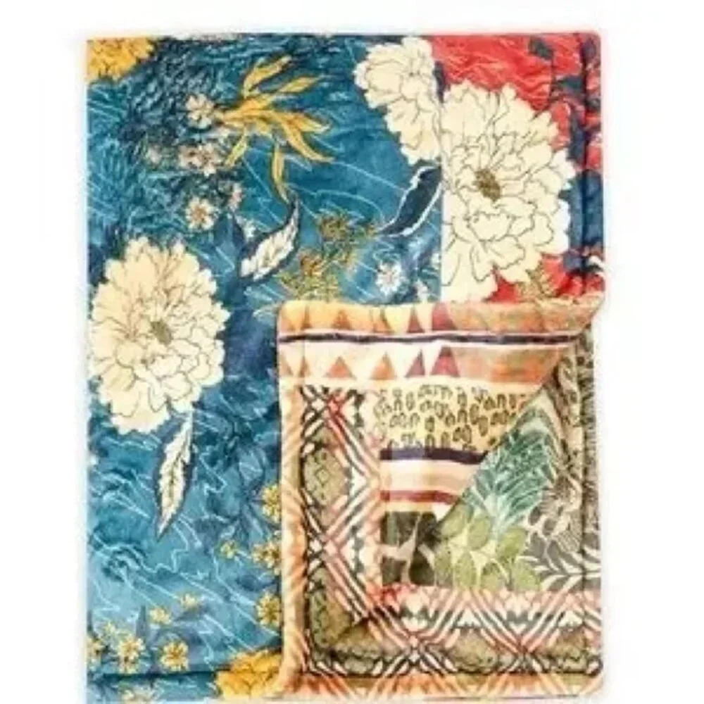 NWT Johnny Was Biya JWLA 3J Workshop Laurel Canyon Cozy Blanket Throw Reversible
